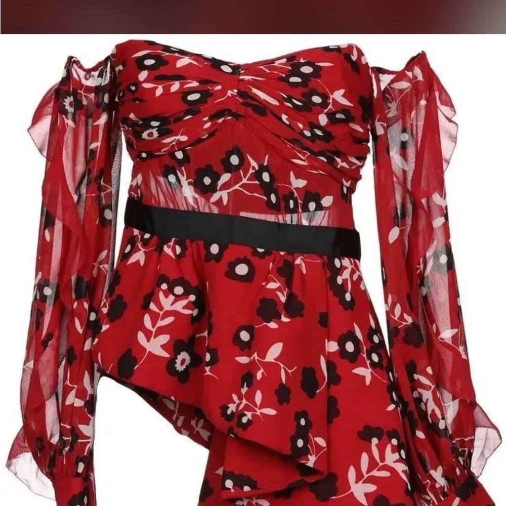 Self-Portrait Red Floral Blouse